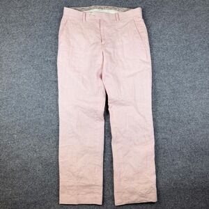 Ralph Lauren Pants Mens 32x30 Pink 100% Linen Flat Front Dress Trouser